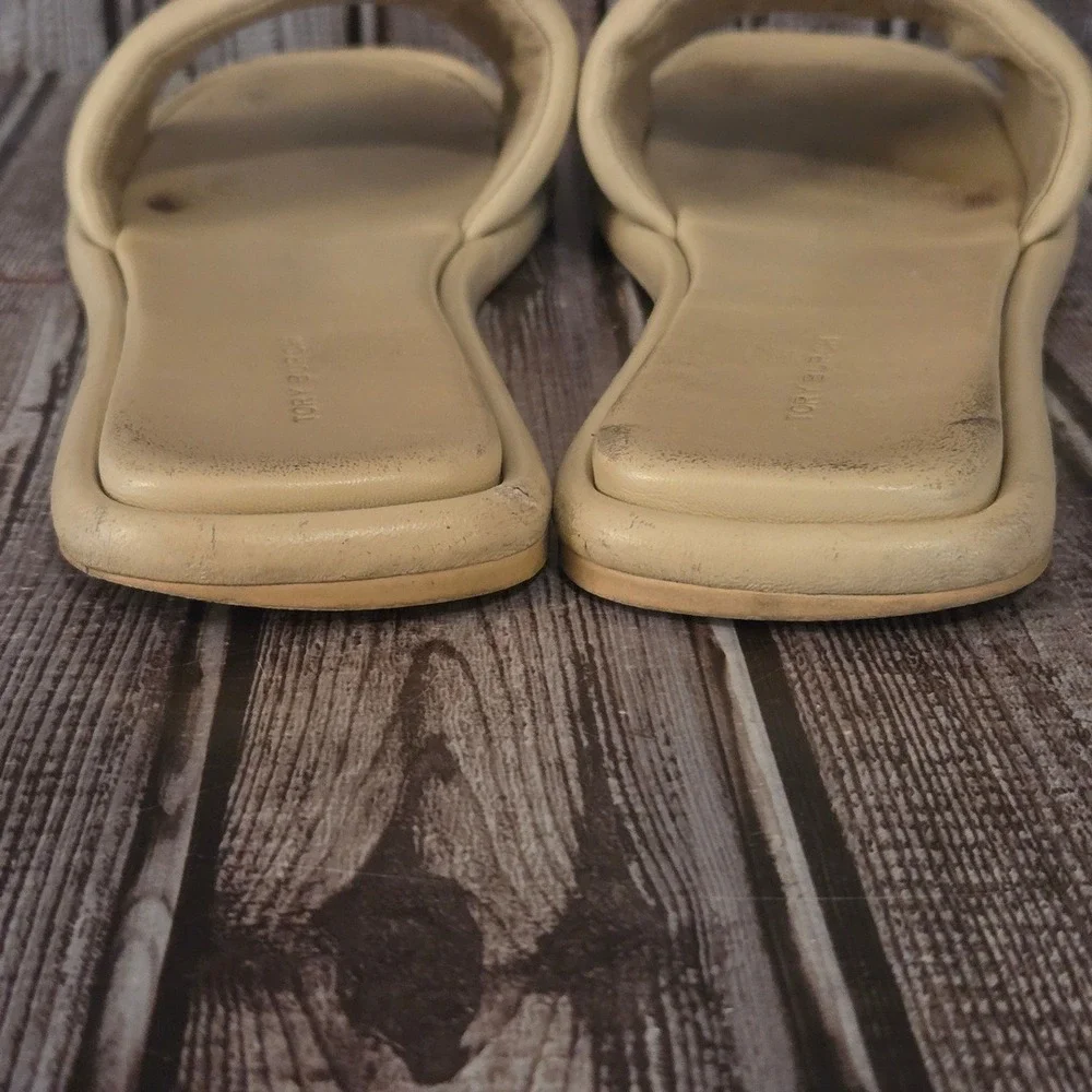 Sz 8.5 Tory Burch Double T Sport Slide Dolce De Leche Leather Logo Sandals